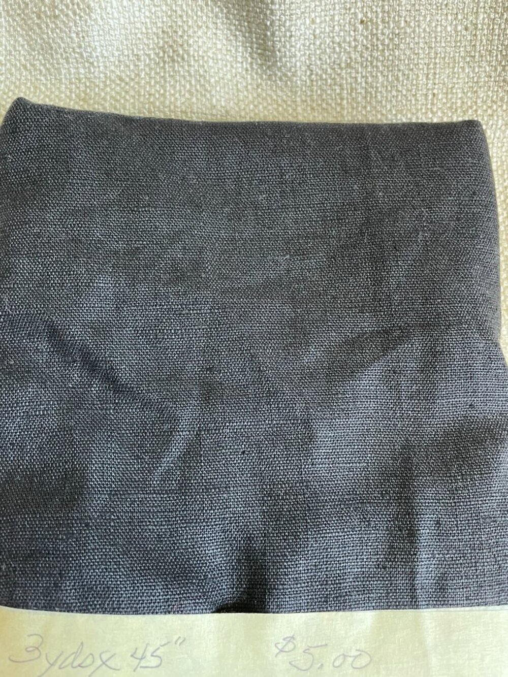 100% Solid Black Linen Fabric 3y x 45"w